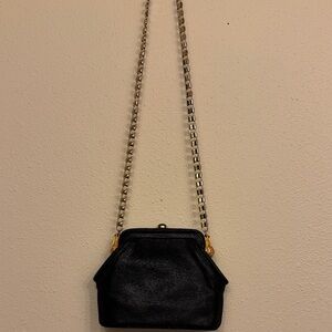 Vintage Gold & black  GATOR HEAD pendant Strap Bag with gold chain